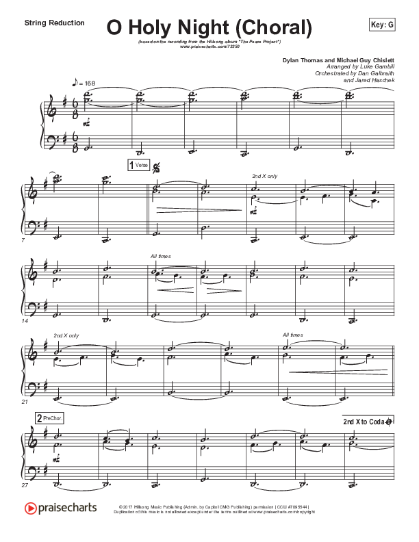 O Holy Night (Choral Anthem SATB) String Pack (Hillsong Worship / Arr. Luke Gambill)