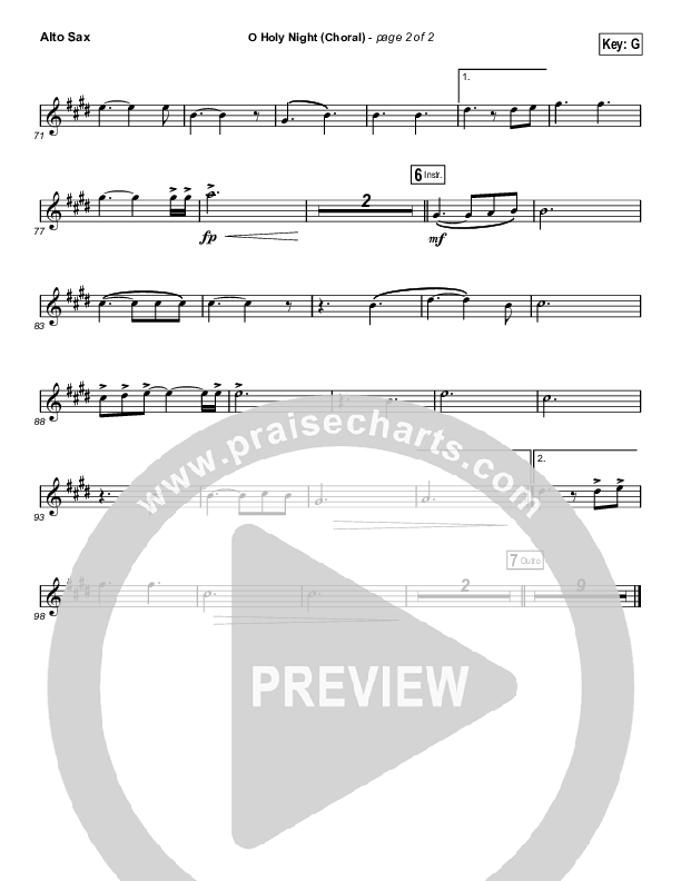 O Holy Night (Choral Anthem SATB) Alto Sax (Hillsong Worship / Arr. Luke Gambill)