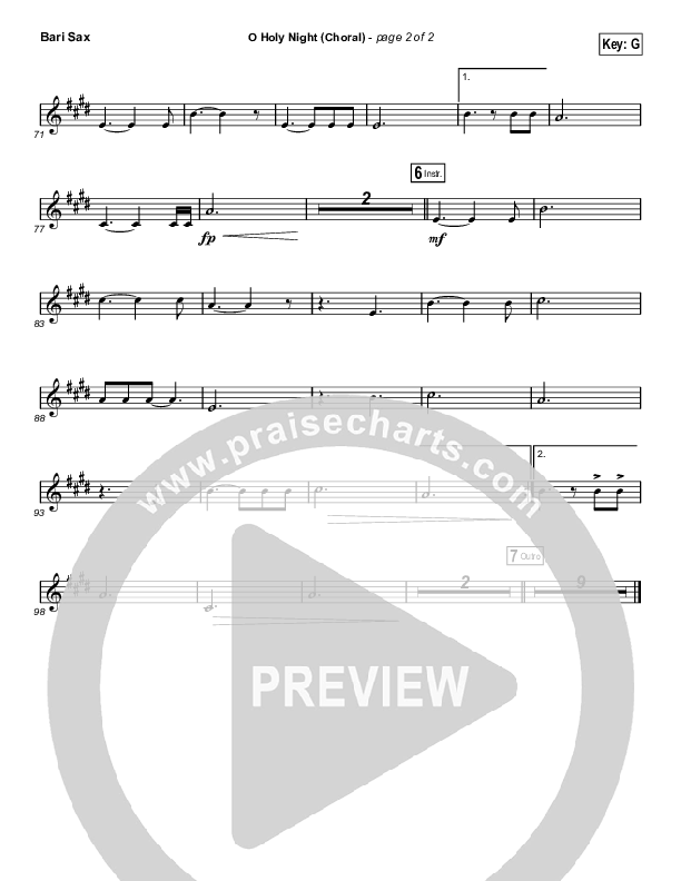 O Holy Night (Choral Anthem SATB) Bari Sax (Hillsong Worship / Arr. Luke Gambill)