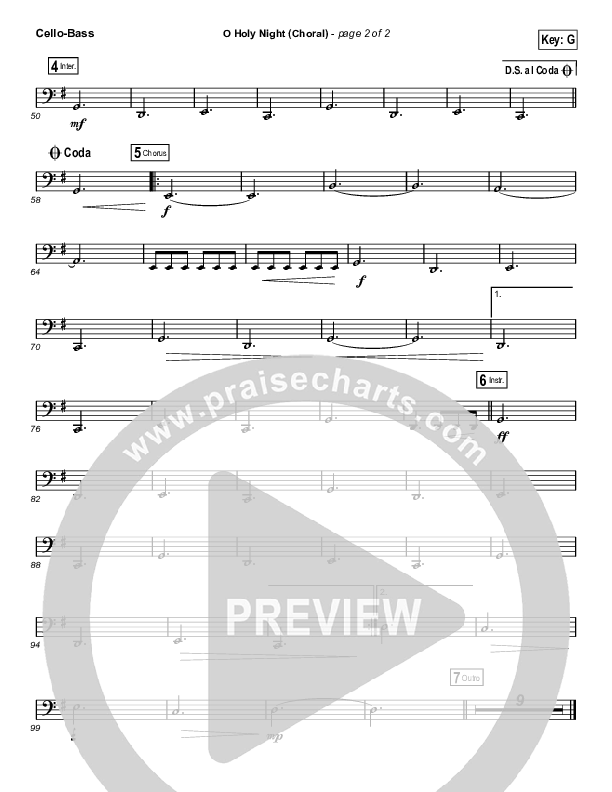 O Holy Night (Choral Anthem SATB) Cello/Bass (Hillsong Worship / Arr. Luke Gambill)