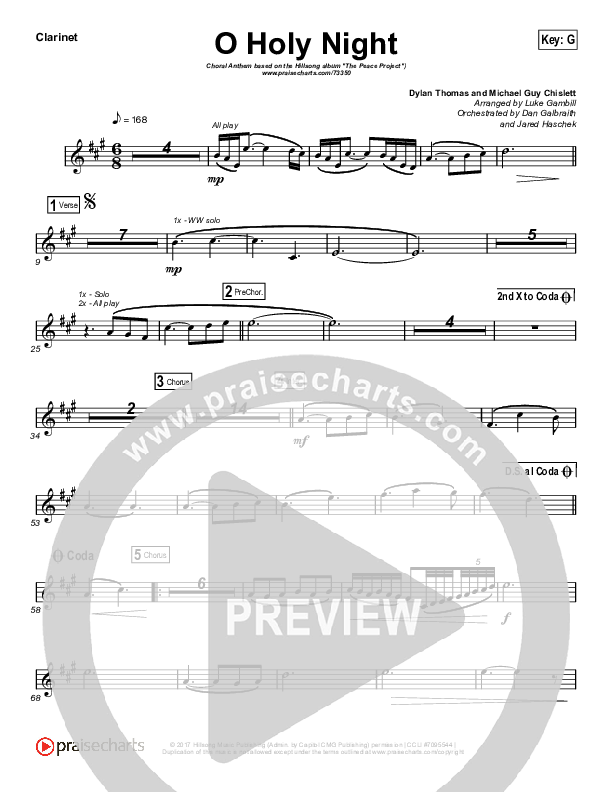 O Holy Night (Choral Anthem SATB) Wind Pack (Hillsong Worship / Arr. Luke Gambill)