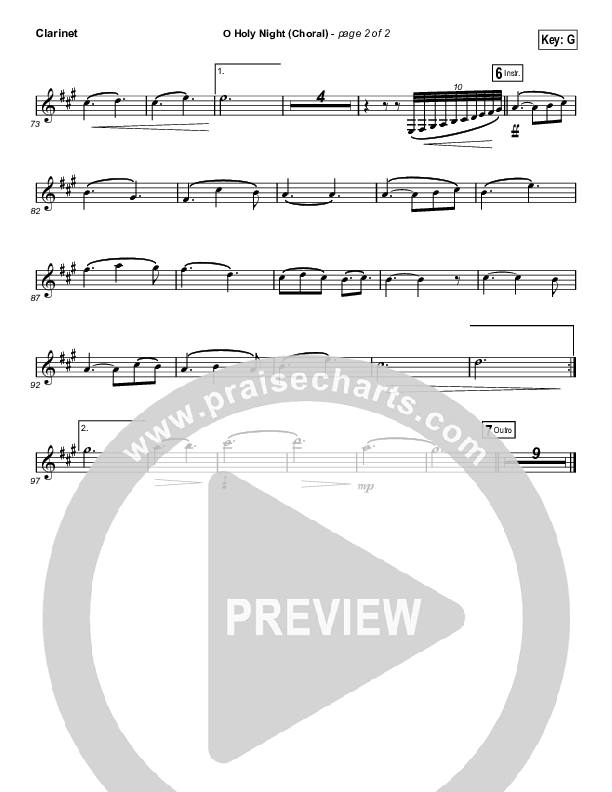 O Holy Night (Choral Anthem SATB) Clarinet (Hillsong Worship / Arr. Luke Gambill)