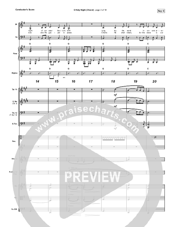 O Holy Night (Choral Anthem SATB) Conductor's Score (Hillsong Worship / Arr. Luke Gambill)