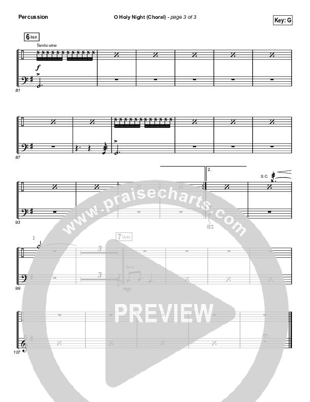 O Holy Night (Choral Anthem SATB) Percussion (Hillsong Worship / Arr. Luke Gambill)