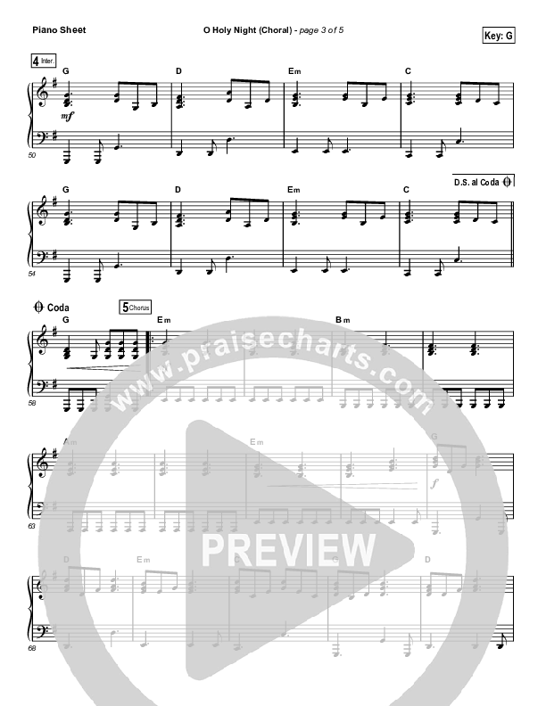 O Holy Night (Choral Anthem SATB) Piano Sheet (Hillsong Worship / Arr. Luke Gambill)
