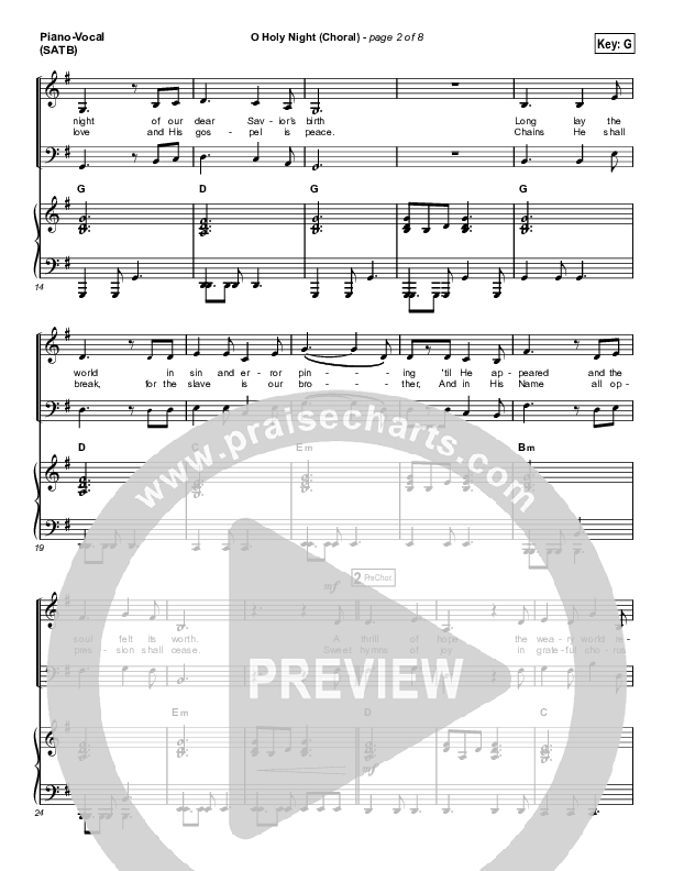 O Holy Night (Choral Anthem SATB) Piano/Vocal Pack (Hillsong Worship / Arr. Luke Gambill)