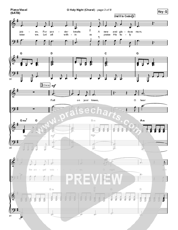 O Holy Night (Choral Anthem SATB) Piano/Vocal Pack (Hillsong Worship / Arr. Luke Gambill)