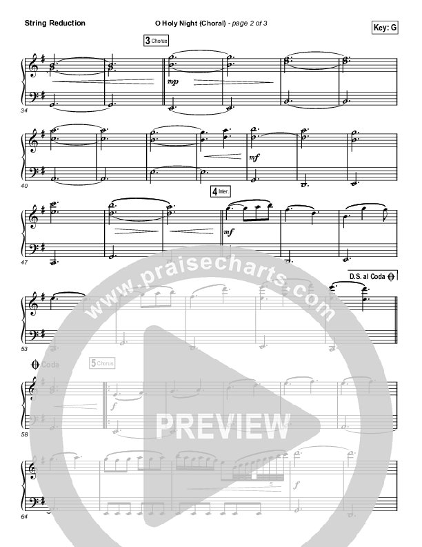 O Holy Night (Choral Anthem SATB) String Reduction (Hillsong Worship / Arr. Luke Gambill)