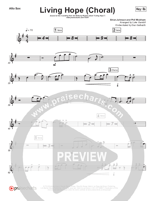 Living Hope (Choral Anthem SATB) Alto Sax (Bethel Music / Bethany Wohrle / Arr. Luke Gambill)
