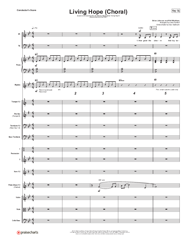 Living Hope (Choral Anthem SATB) Conductor's Score (Bethel Music / Bethany Wohrle / Arr. Luke Gambill)