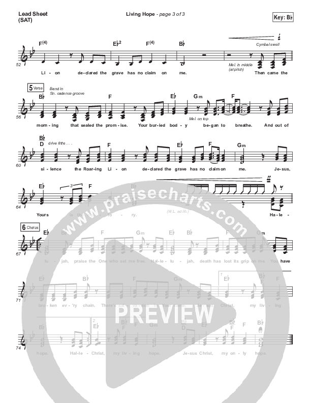 Living Hope (Choral Anthem SATB) Lead Sheet (SAT) (Bethel Music / Bethany Wohrle / Arr. Luke Gambill)