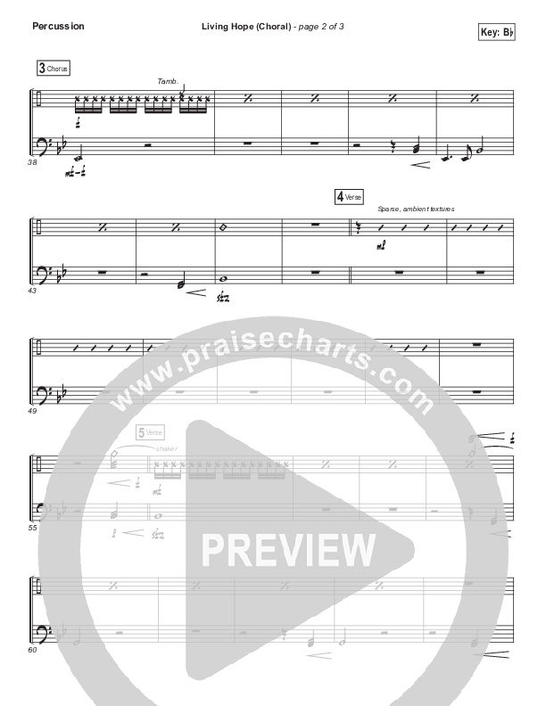 Living Hope (Choral Anthem SATB) Percussion (Bethel Music / Bethany Wohrle / Arr. Luke Gambill)