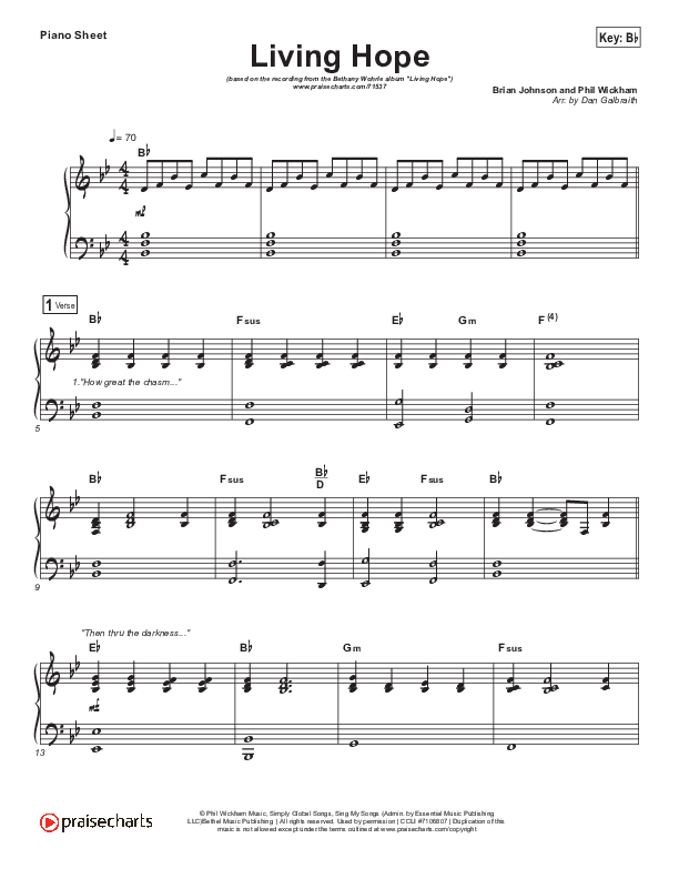 Living Hope (Choral Anthem SATB) Piano Sheet (Bethel Music / Bethany Wohrle / Arr. Luke Gambill)