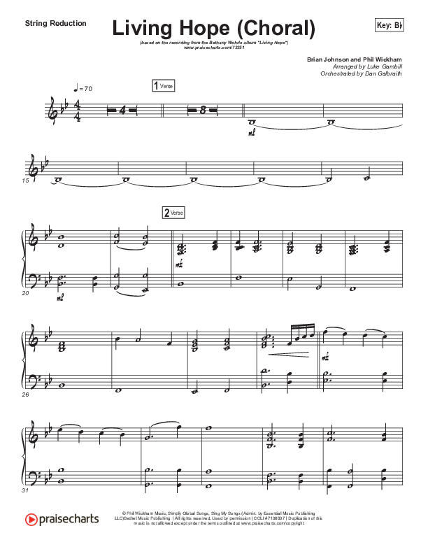 Living Hope (Choral Anthem SATB) String Pack (Bethel Music / Bethany Wohrle / Arr. Luke Gambill)