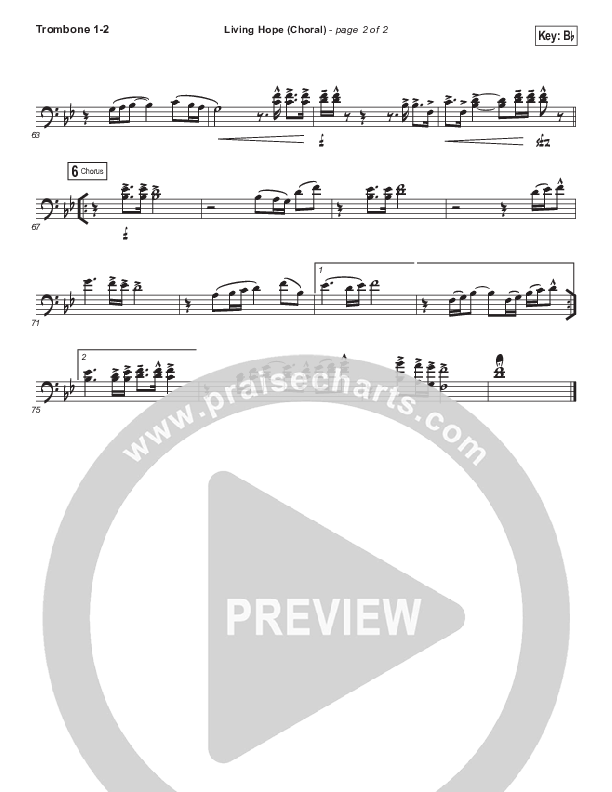 Living Hope (Choral Anthem SATB) Trombone 1/2 (Bethel Music / Bethany Wohrle / Arr. Luke Gambill)