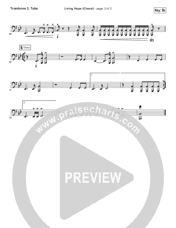 Living Hope (Choral Anthem SATB) Trombone 3/Tuba (Bethel Music / Bethany Wohrle / Arr. Luke Gambill)