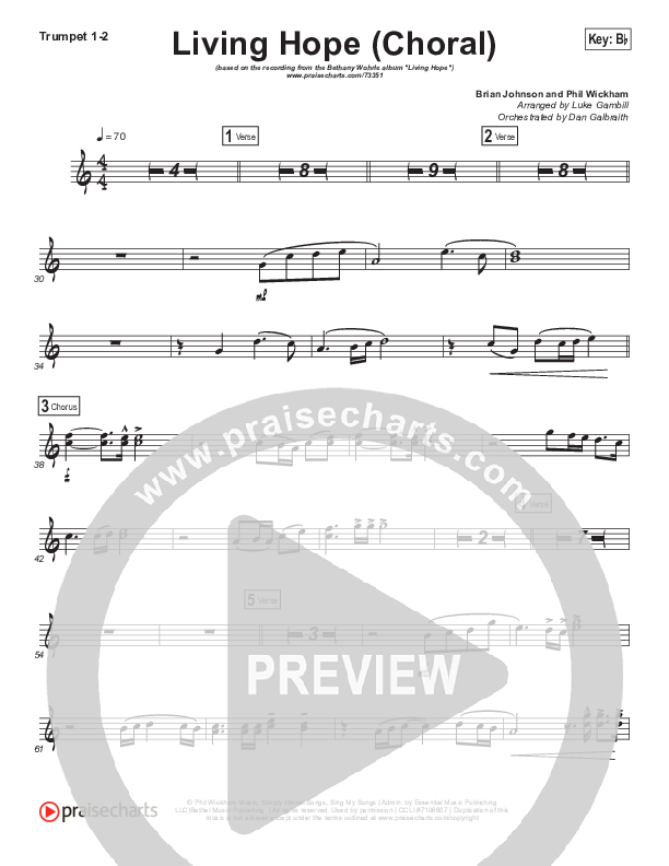 Living Hope (Choral Anthem SATB) Brass Pack (Bethel Music / Bethany Wohrle / Arr. Luke Gambill)
