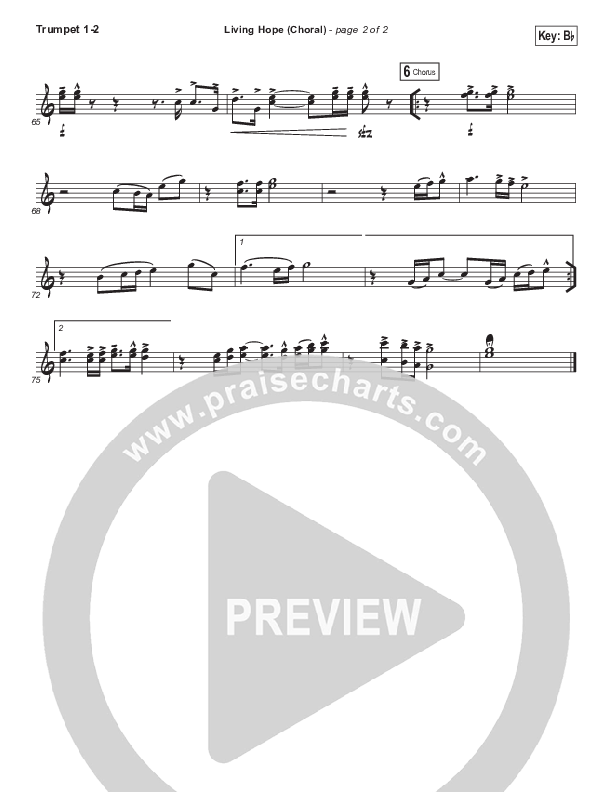 Living Hope (Choral Anthem SATB) Trumpet 1,2 (Bethel Music / Bethany Wohrle / Arr. Luke Gambill)