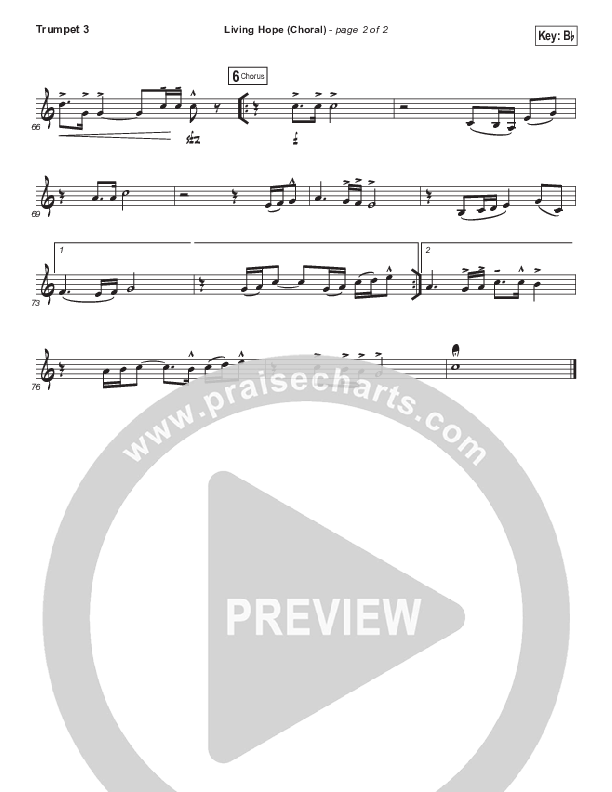 Living Hope (Choral Anthem SATB) Trumpet 3 (Bethel Music / Bethany Wohrle / Arr. Luke Gambill)