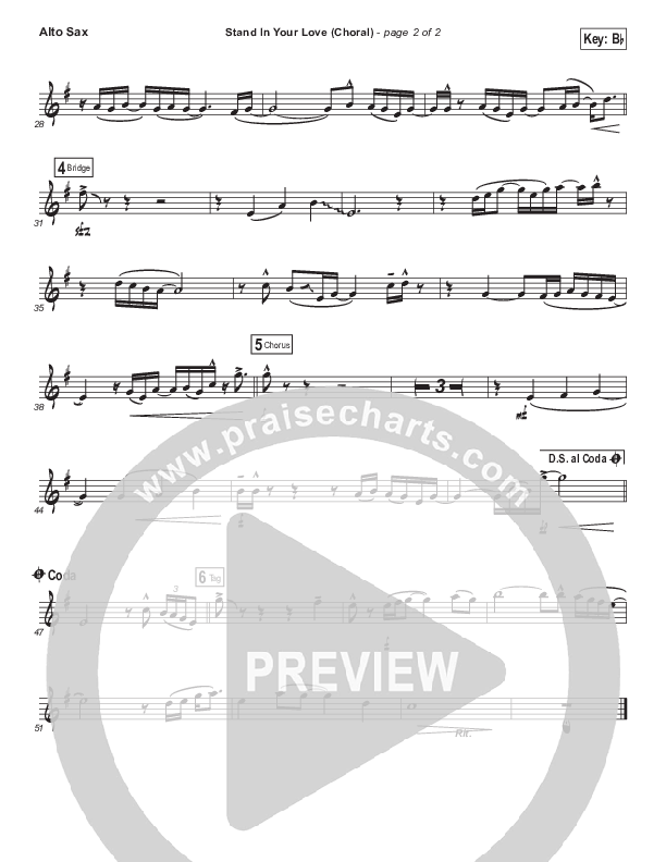 Stand In Your Love (Choral Anthem SATB) Alto Sax (Bethel Music / Josh Baldwin / Arr. Luke Gambill)