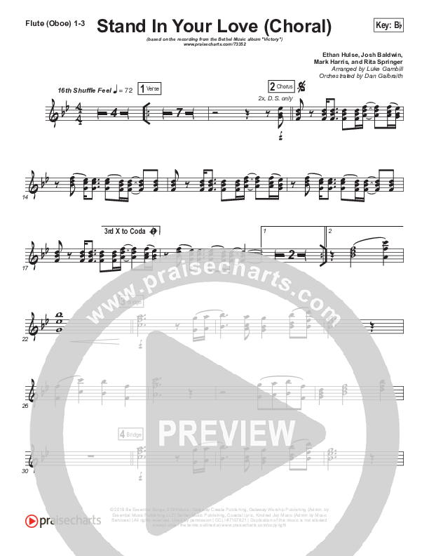 Stand In Your Love (Choral Anthem SATB) Wind Pack (Bethel Music / Josh Baldwin / Arr. Luke Gambill)