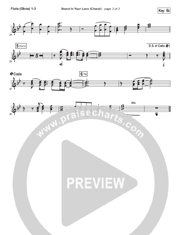 Stand In Your Love (Choral Anthem SATB) Flute/Oboe 1/2/3 (Bethel Music / Josh Baldwin / Arr. Luke Gambill)