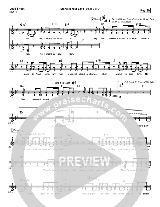 Stand In Your Love (Choral Anthem SATB) Lead Sheet (SAT) (Bethel Music / Josh Baldwin / Arr. Luke Gambill)