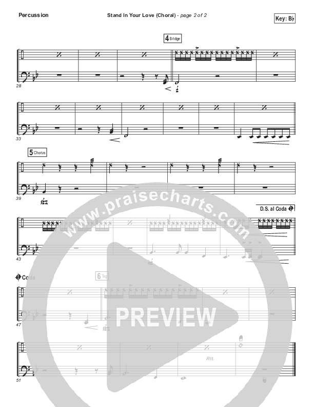 Stand In Your Love (Choral Anthem SATB) Percussion (Bethel Music / Josh Baldwin / Arr. Luke Gambill)