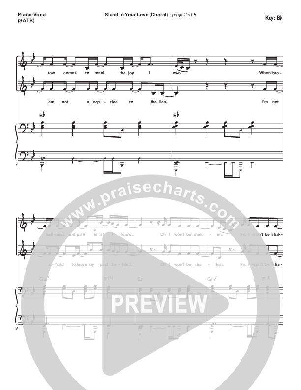 Stand In Your Love (Choral Anthem SATB) Piano/Vocal Pack (Bethel Music / Josh Baldwin / Arr. Luke Gambill)