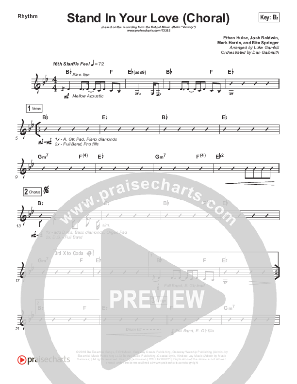 Stand In Your Love (Choral Anthem SATB) Rhythm Chart (Bethel Music / Josh Baldwin / Arr. Luke Gambill)