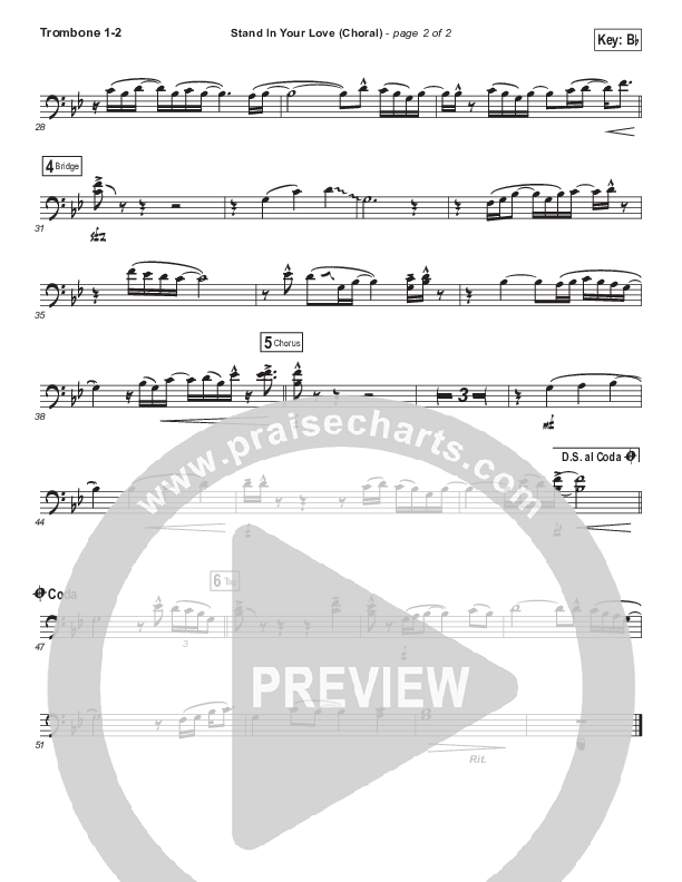 Stand In Your Love (Choral Anthem SATB) Trombone 1/2 (Bethel Music / Josh Baldwin / Arr. Luke Gambill)