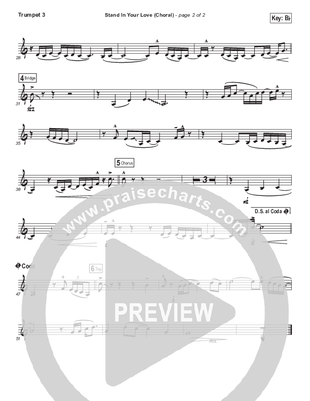 Stand In Your Love (Choral Anthem SATB) Trumpet 3 (Bethel Music / Josh Baldwin / Arr. Luke Gambill)