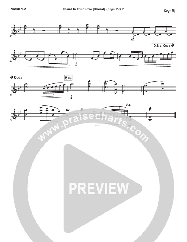 Stand In Your Love (Choral Anthem SATB) Violin 1/2 (Bethel Music / Josh Baldwin / Arr. Luke Gambill)