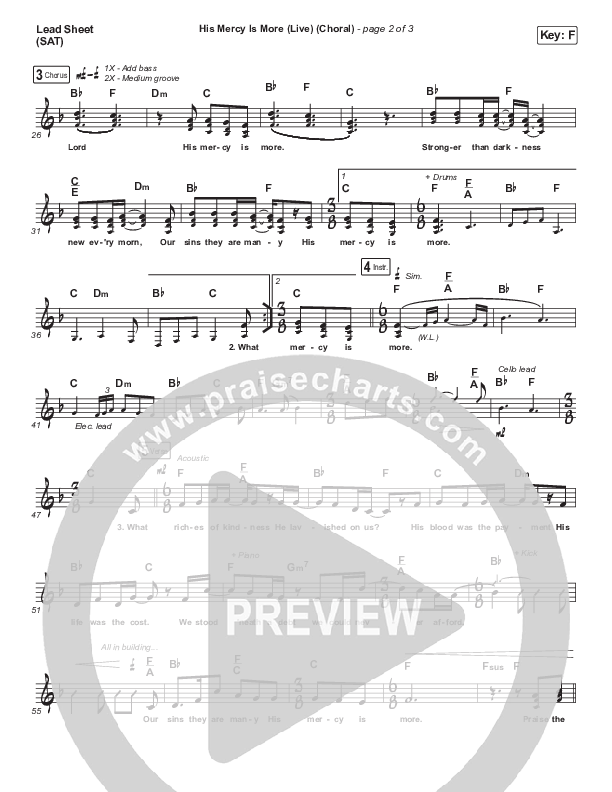 His Mercy Is More (Choral Anthem SATB) Lead Sheet (SAT) (Shane & Shane/The Worship Initiative / Arr. Luke Gambill)
