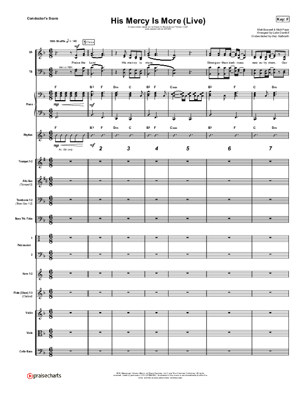 His Mercy Is More (Choral Anthem SATB) Conductor's Score (Shane & Shane/The Worship Initiative / Arr. Luke Gambill)