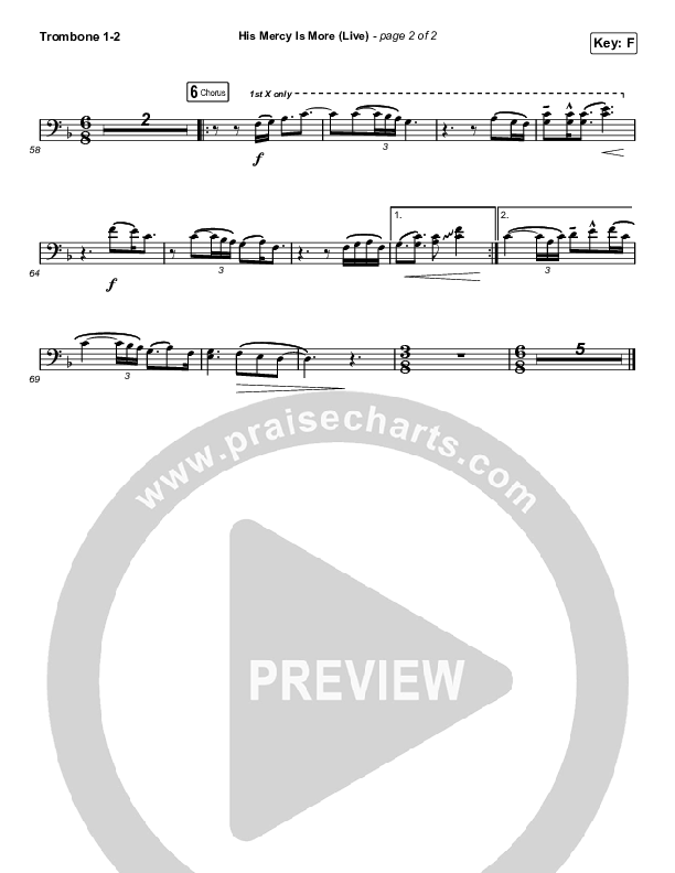 His Mercy Is More (Choral Anthem SATB) Trombone 1,2 (Shane & Shane/The Worship Initiative / Arr. Luke Gambill)