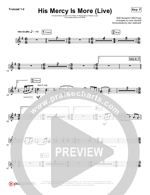 His Mercy Is More (Choral Anthem SATB) Brass Pack (Shane & Shane/The Worship Initiative / Arr. Luke Gambill)