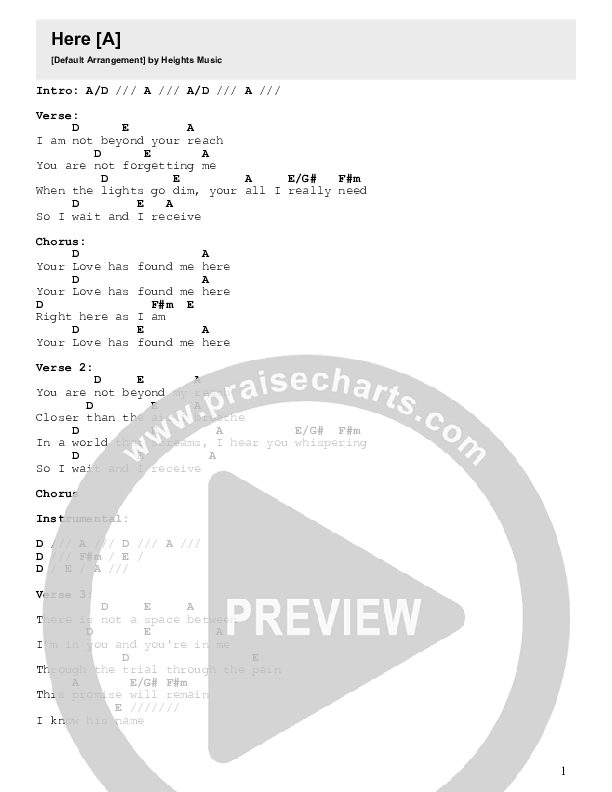 Here Chords & Lyrics (Heights Music)