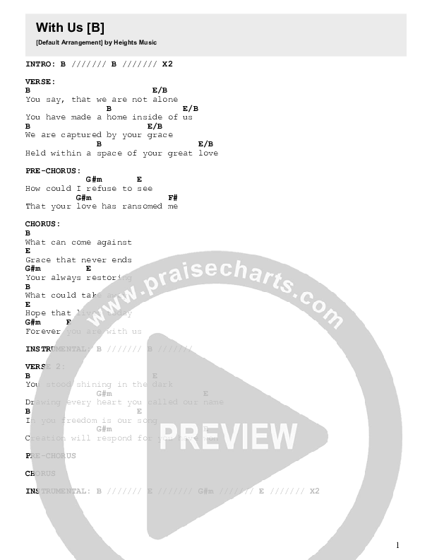 With Us Chords PDF (Heights Music) PraiseCharts