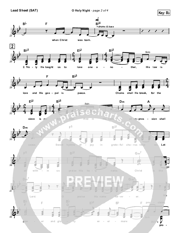 O Holy Night Lead Sheet (SAT) (Third Day)