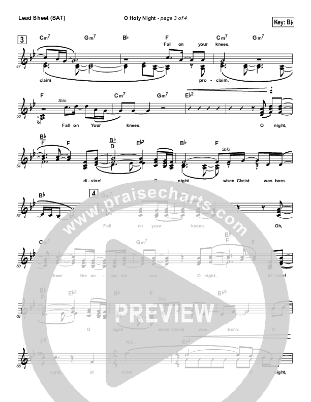 O Holy Night Lead Sheet (SAT) (Third Day)