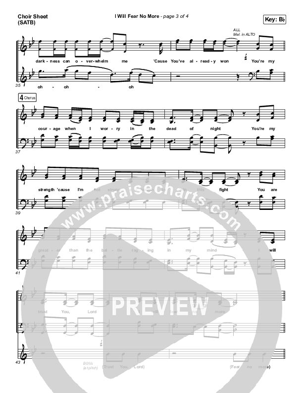 I Will Fear No More Choir Sheet (SATB) (The Afters)