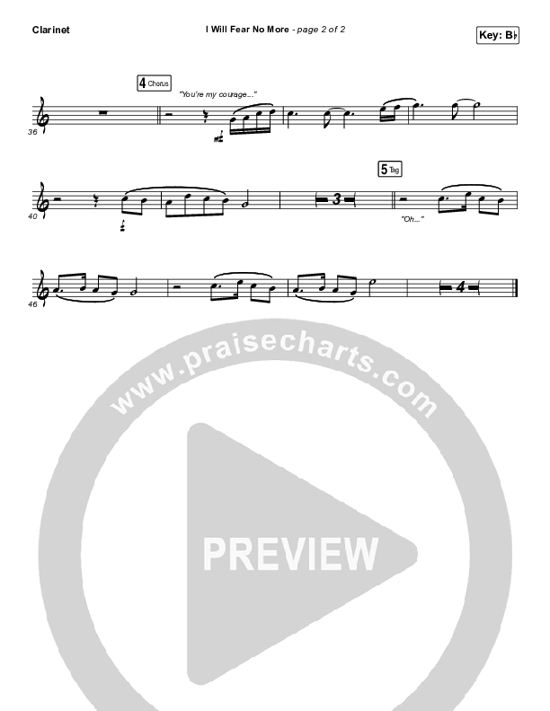 I Will Fear No More Clarinet (The Afters)