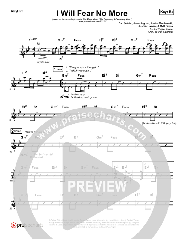 I Will Fear No More Rhythm Chart (The Afters)