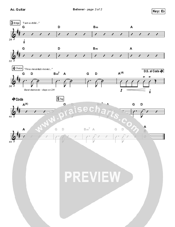 Believer Acoustic Guitar (Rhett Walker Band)