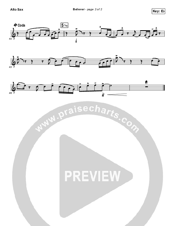 Believer Alto Sax (Rhett Walker Band)