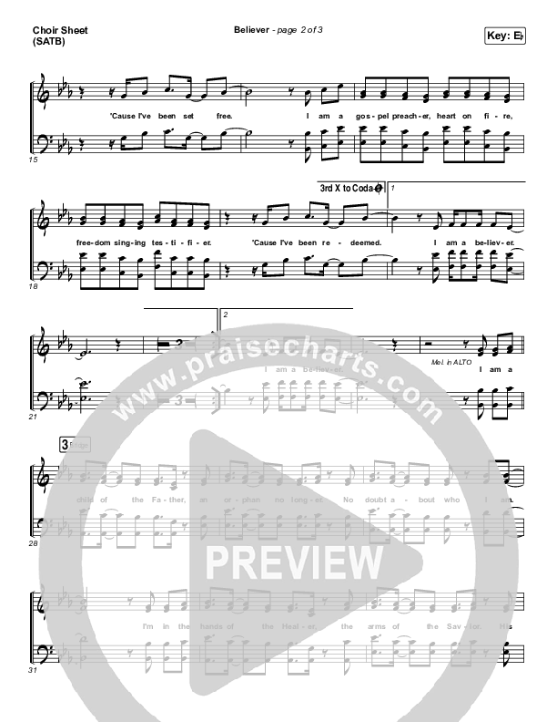 Believer Choir Sheet (SATB) (Rhett Walker Band)