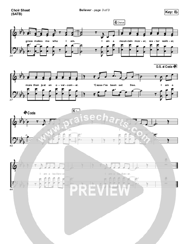 Believer Choir Sheet (SATB) (Rhett Walker Band)