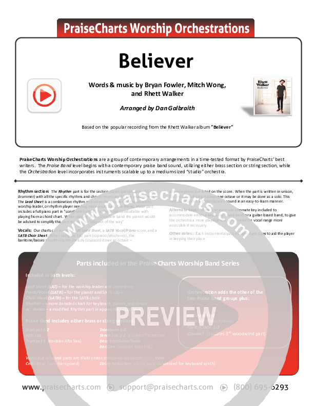 Believer Cover Sheet (Rhett Walker Band)