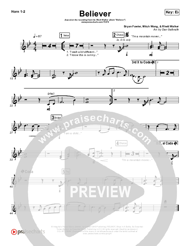 Believer French Horn 1/2 (Rhett Walker Band)